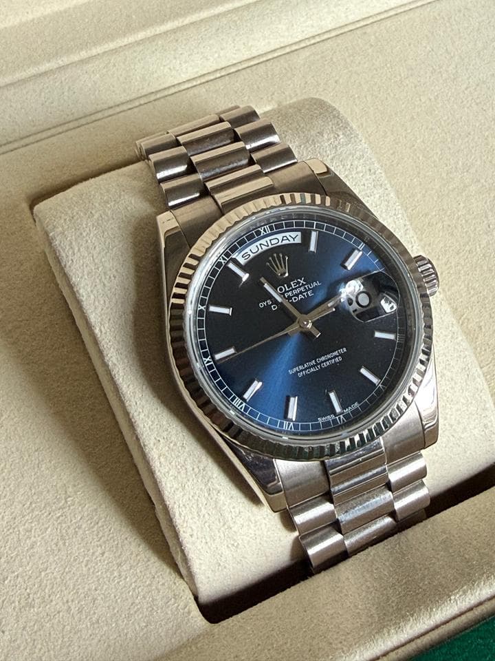 Rolex Rolex White Gold President 36mm Factory Blue Index 118239